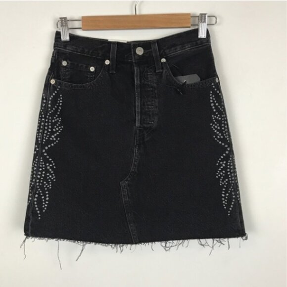 NWT‎ Levi's Studded Festival Mini Skirt in Full Metal Size 25 - Picture 6 of 11